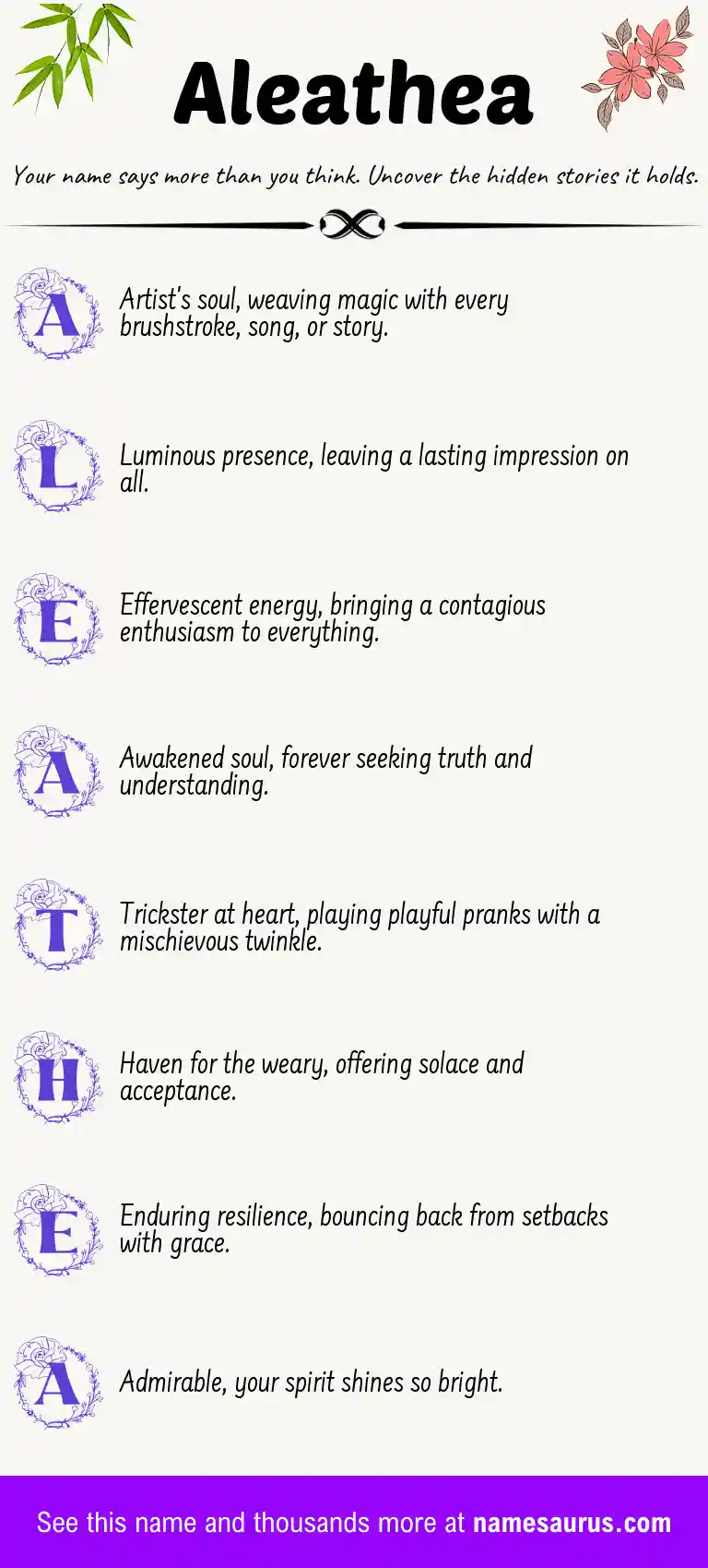 Acrostic poem about Aleathea.
