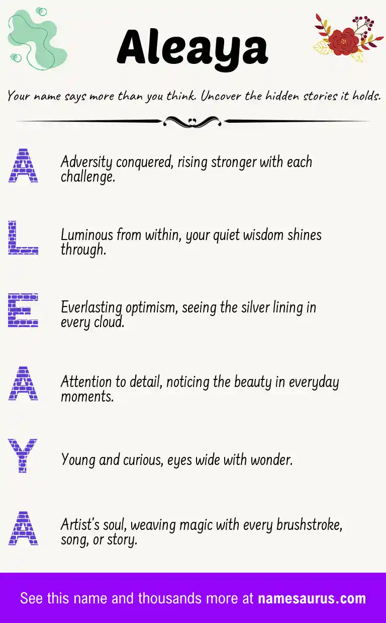 Acrostic poem about Aleaya.