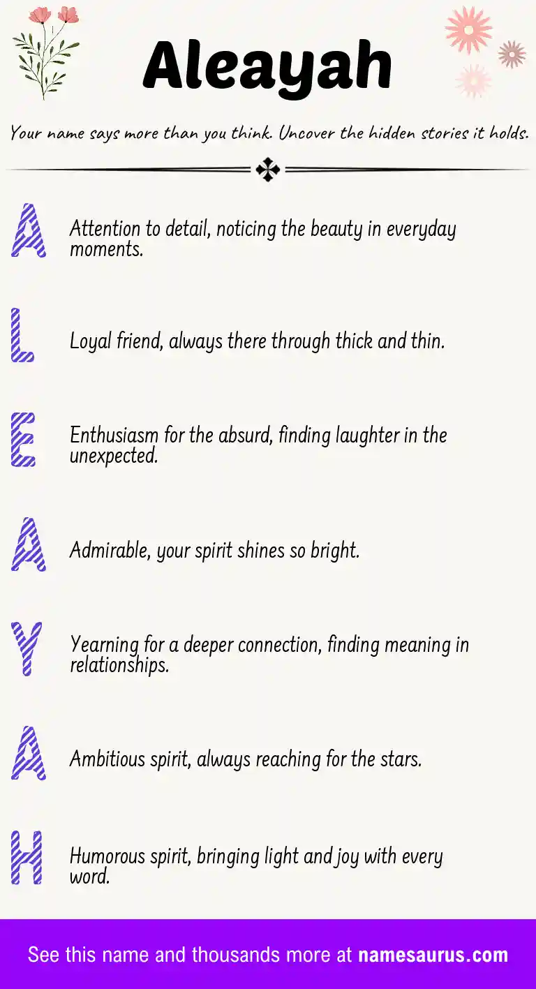 Acrostic poem about Aleayah.
