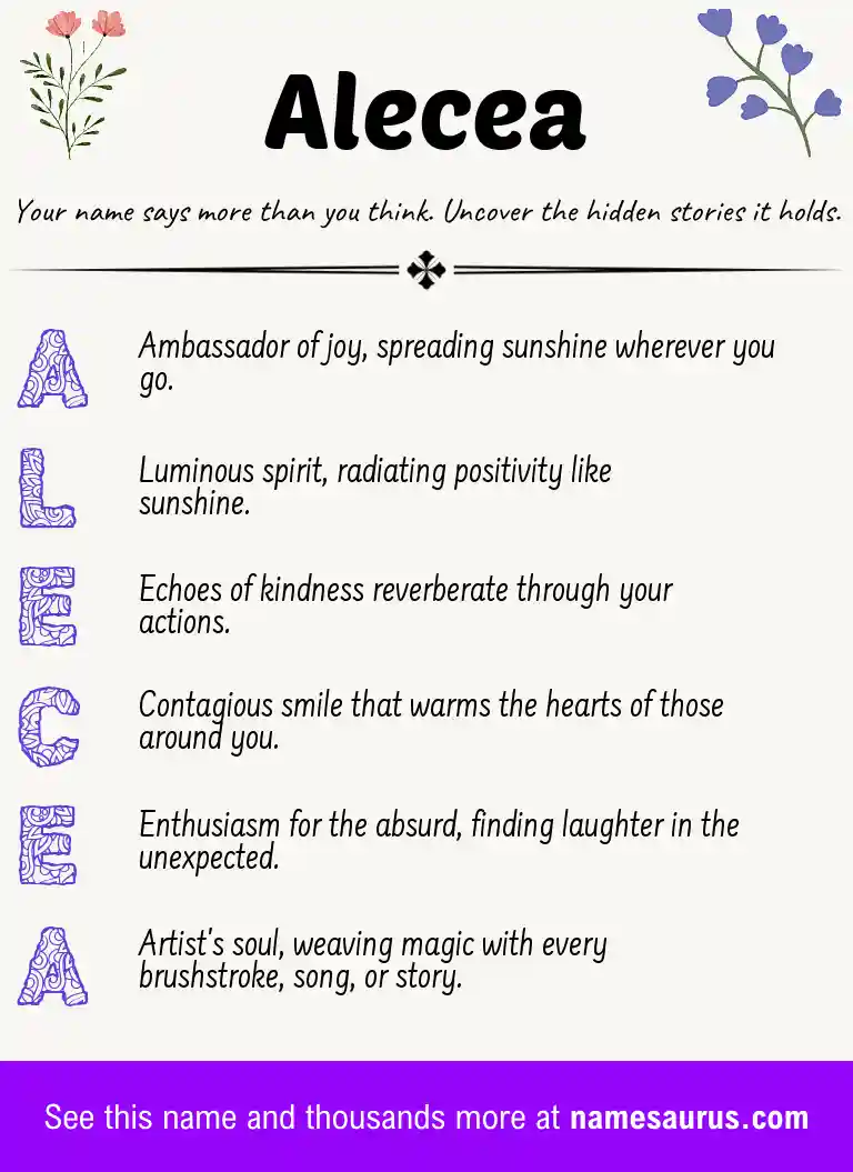 Acrostic poem about Alecea.