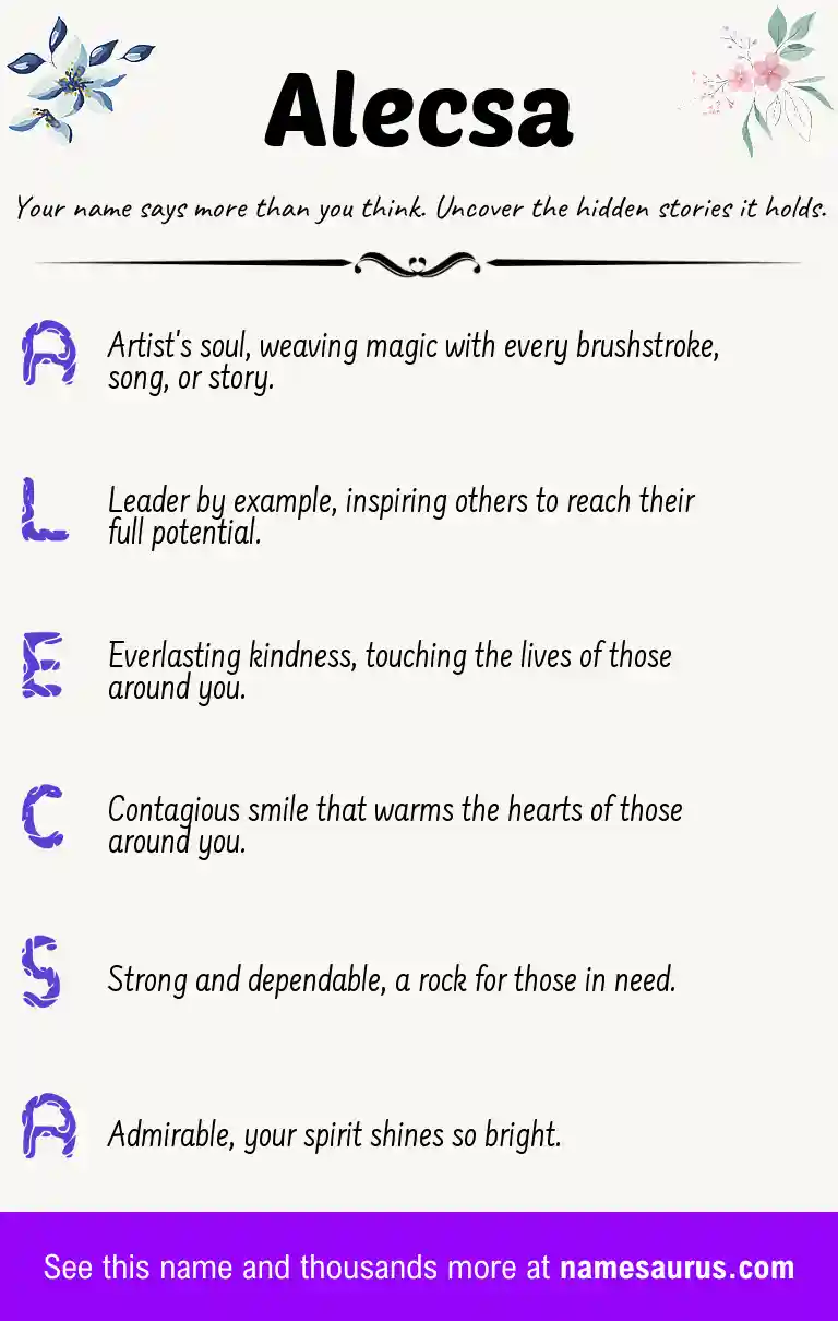 Acrostic poem about Alecsa.