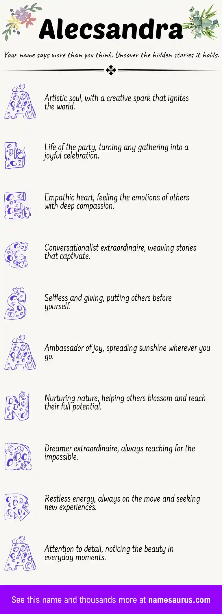 Acrostic poem about Alecsandra.