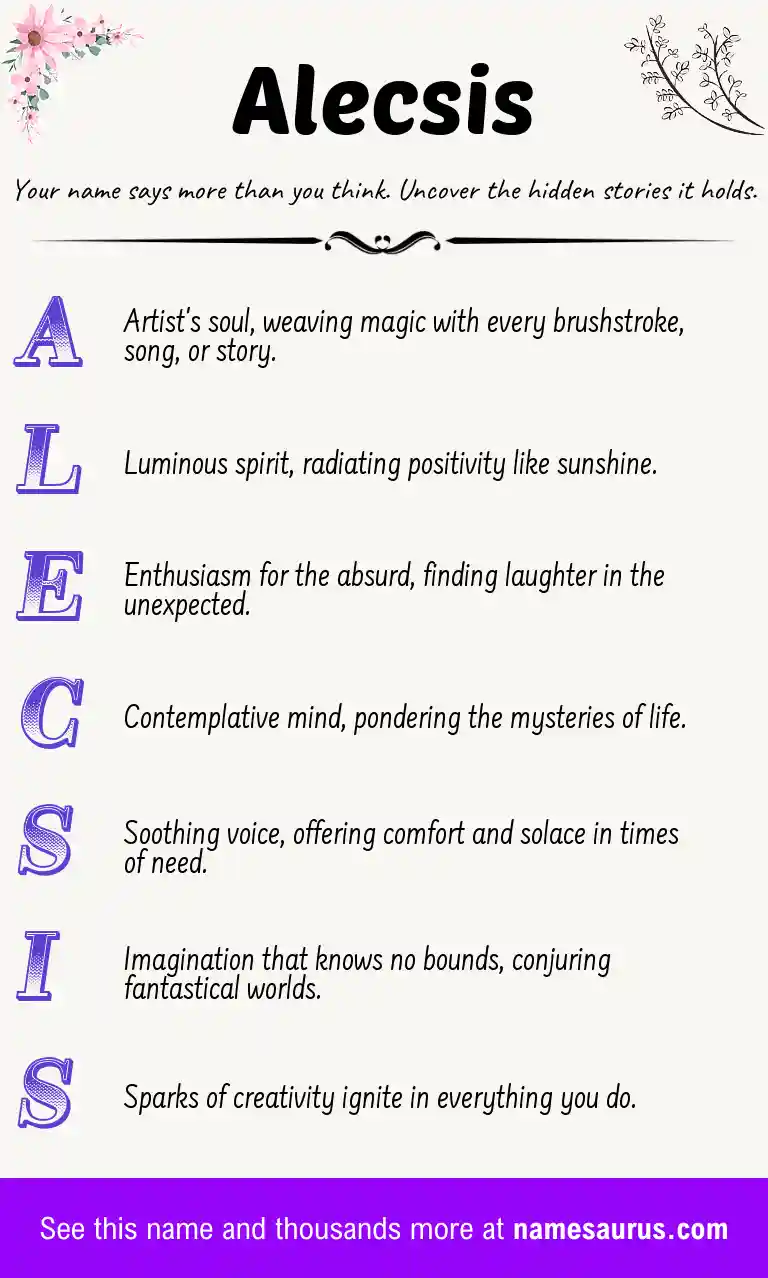 Acrostic poem about Alecsis.