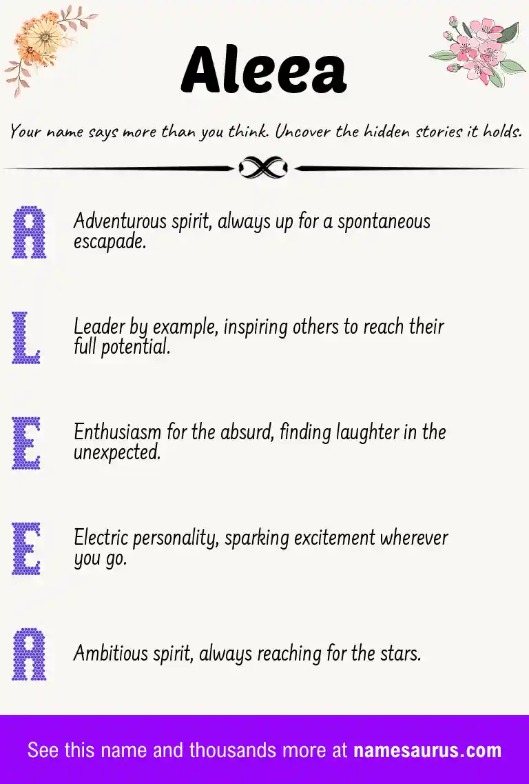 Acrostic poem about Aleea.