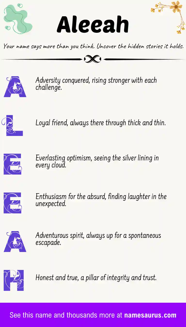 Acrostic poem about Aleeah.