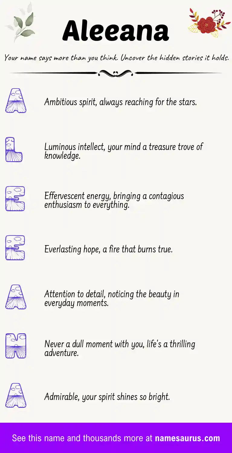 Acrostic poem about Aleeana.