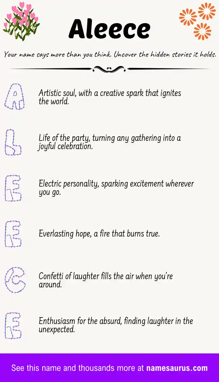 Acrostic poem about Aleece.