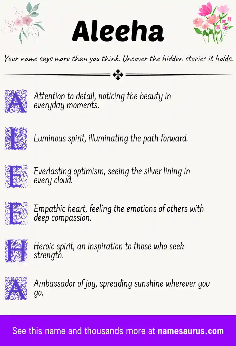 Acrostic poem about Aleeha.