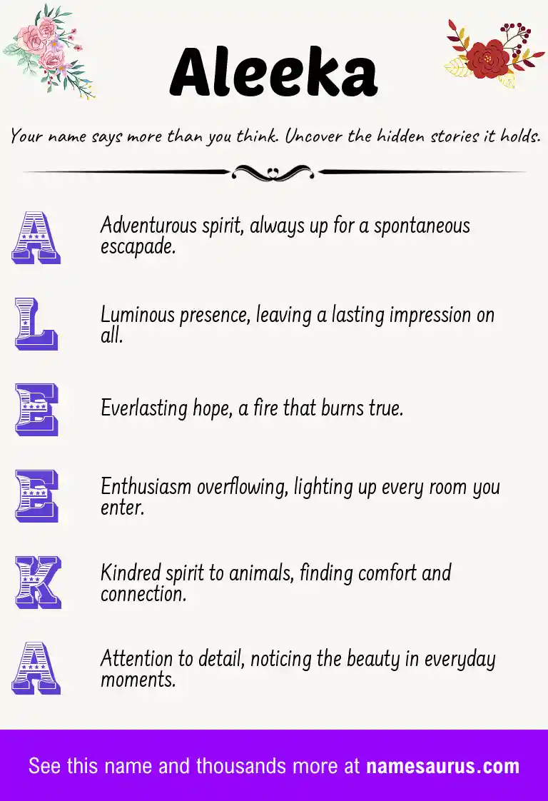 Acrostic poem about Aleeka.