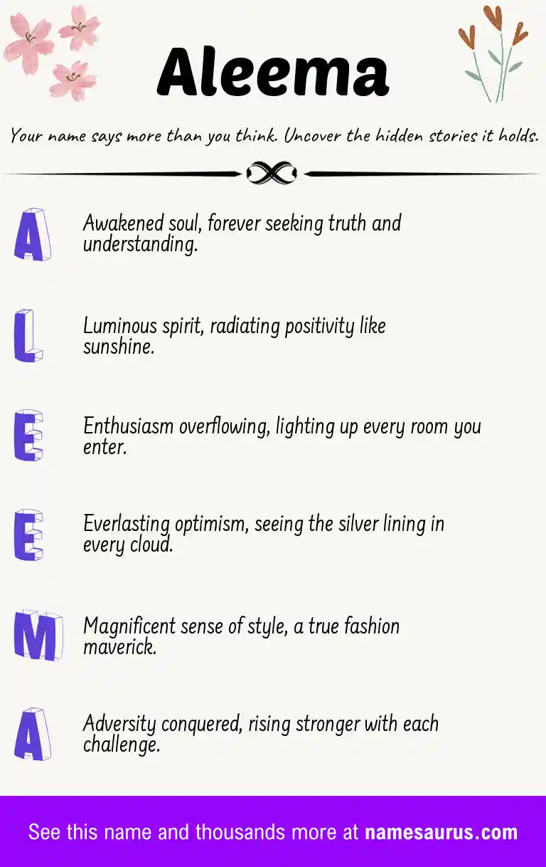 Acrostic poem about Aleema.