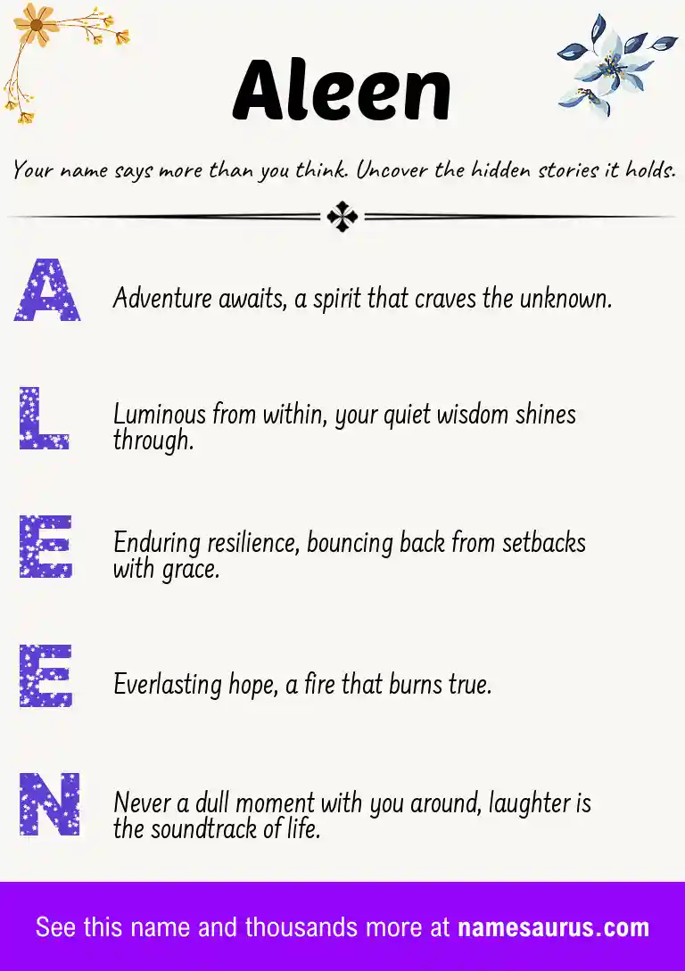Acrostic poem about Aleen.