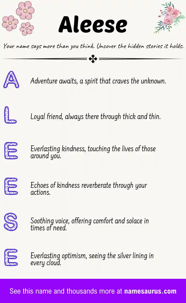 Acrostic poem about Aleese.