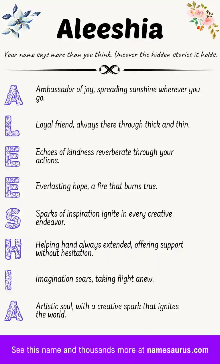 Acrostic poem about Aleeshia.