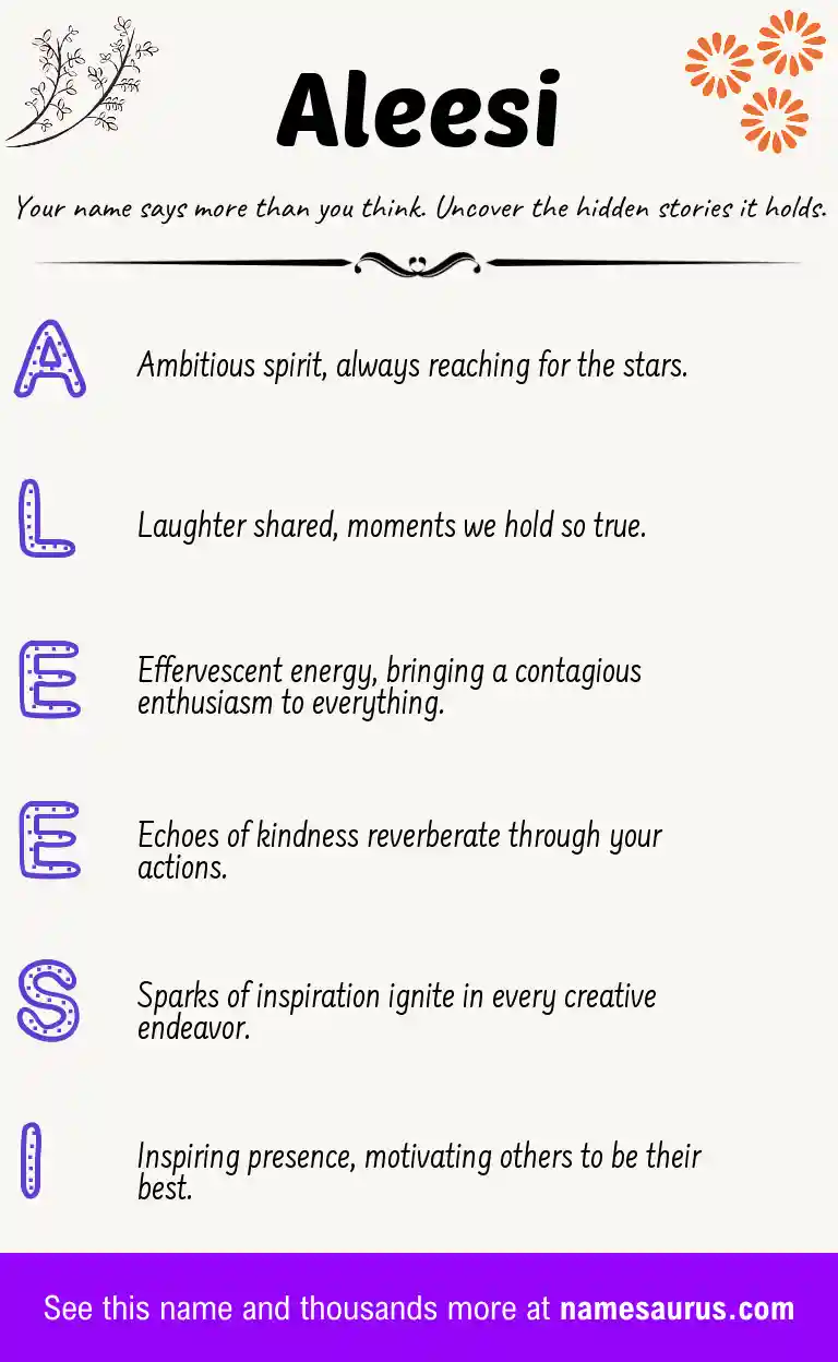 Acrostic poem about Aleesi.