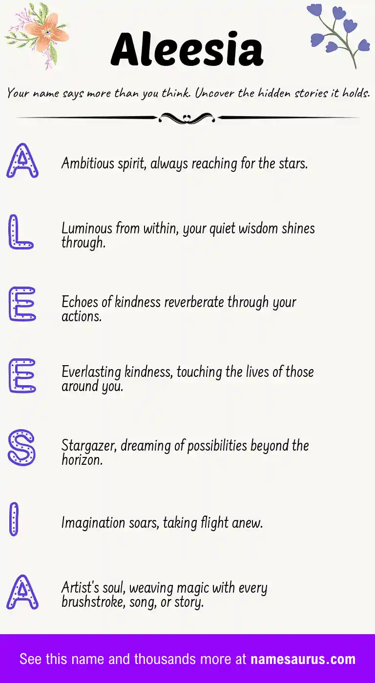 Acrostic poem about Aleesia.