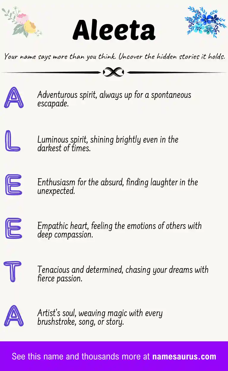 Acrostic poem about Aleeta.