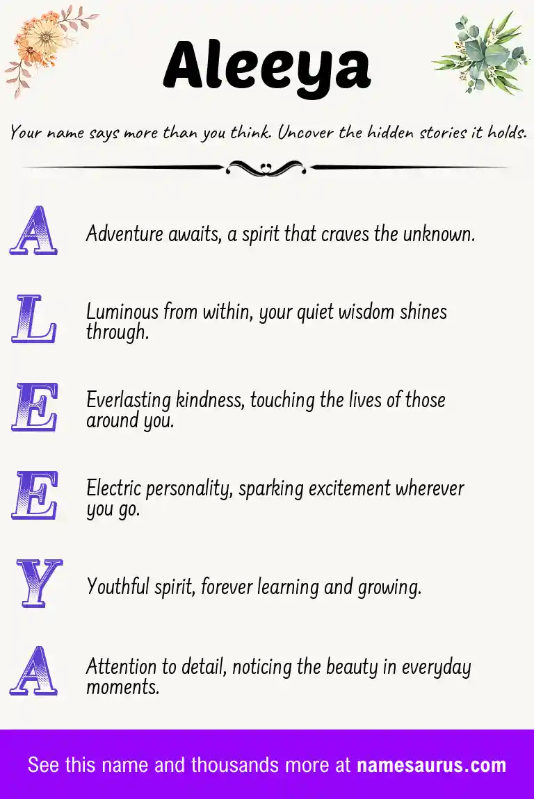 Acrostic poem about Aleeya.
