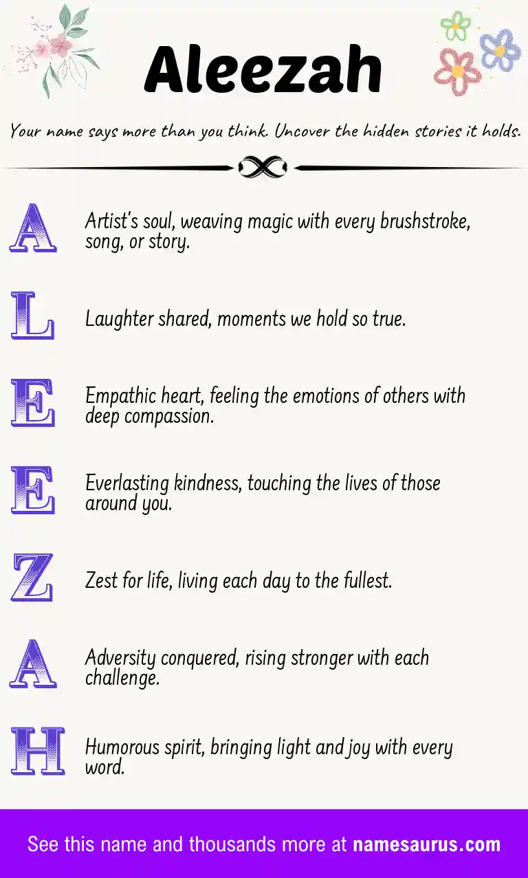 Acrostic poem about Aleezah.