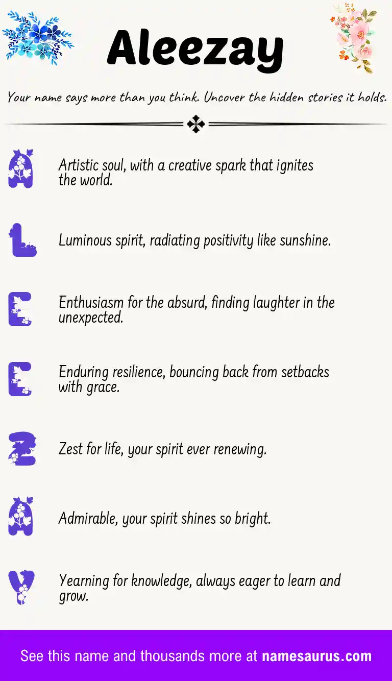Acrostic poem about Aleezay.