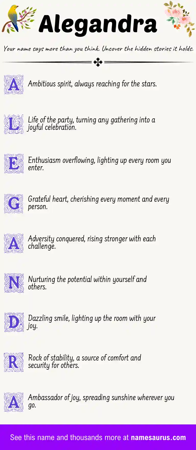 Acrostic poem about Alegandra.
