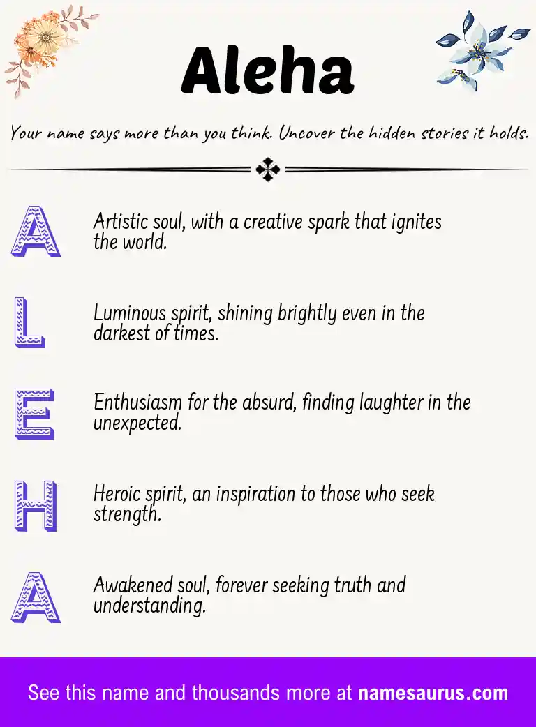 Acrostic poem about Aleha.