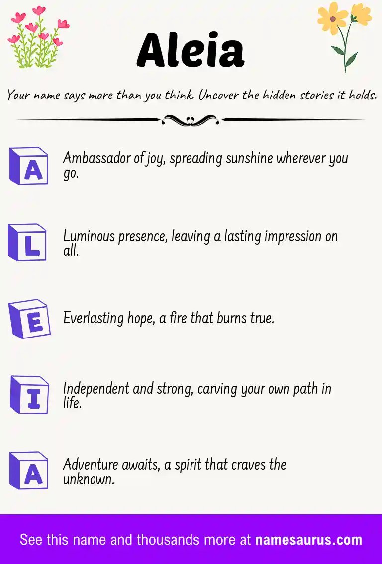 Acrostic poem about Aleia.