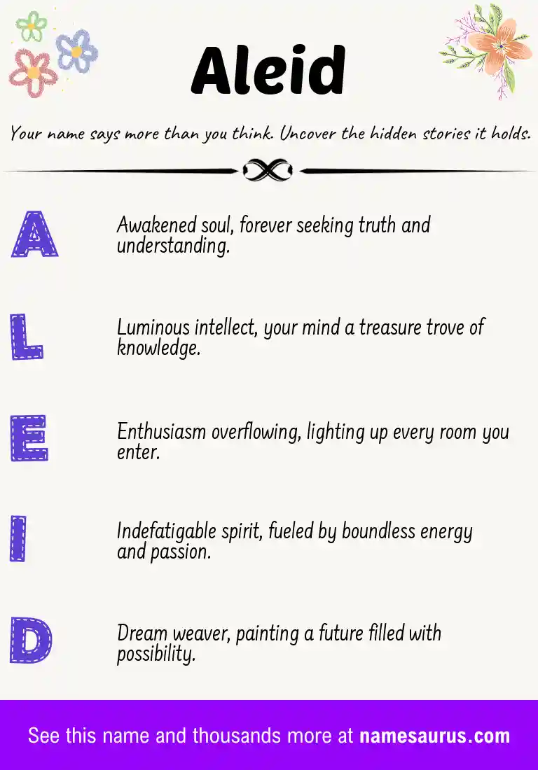 Acrostic poem about Aleid.
