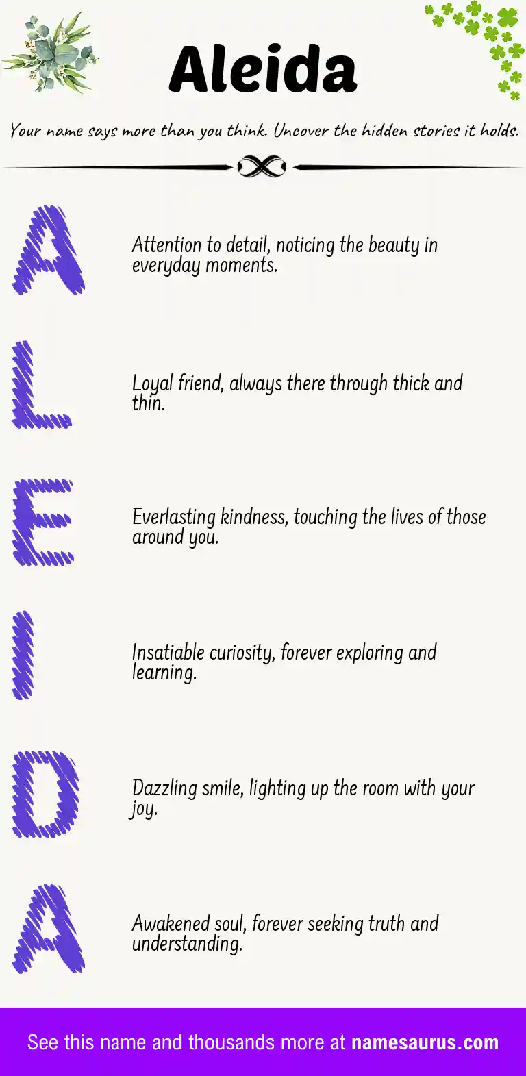 Acrostic poem about Aleida.