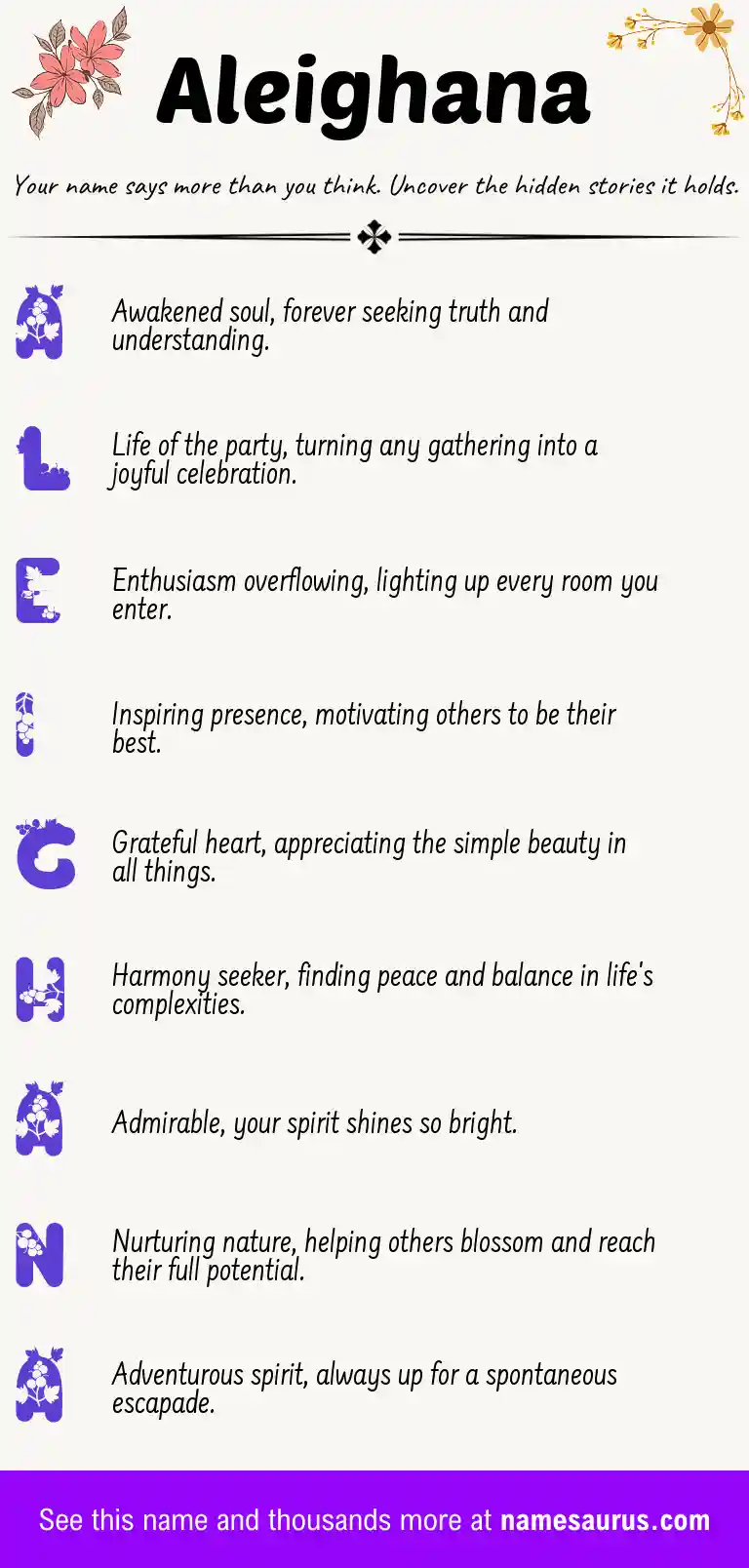 Acrostic poem about Aleighana.