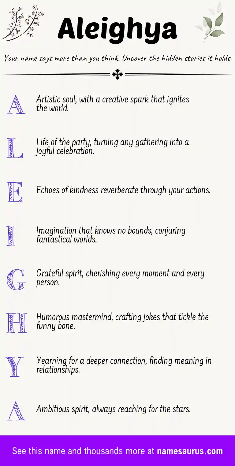 Acrostic poem about Aleighya.