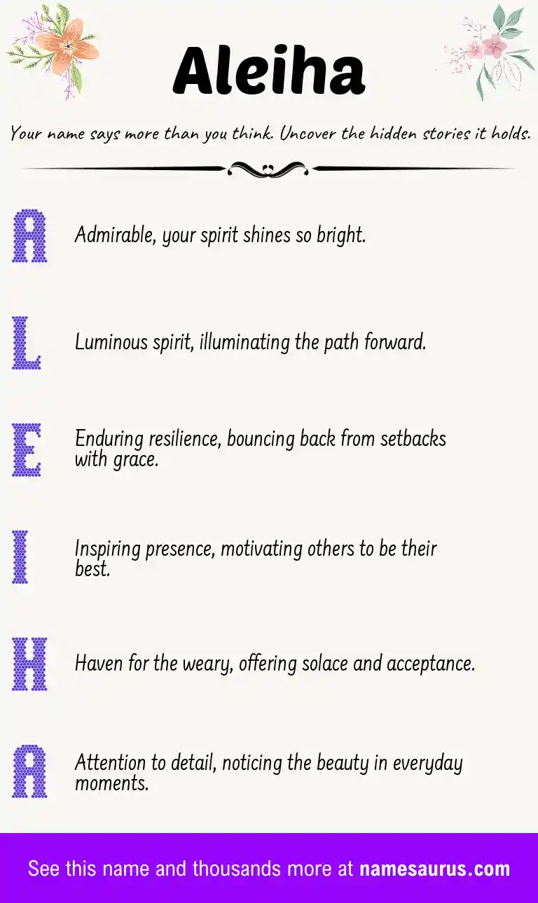 Acrostic poem about Aleiha.