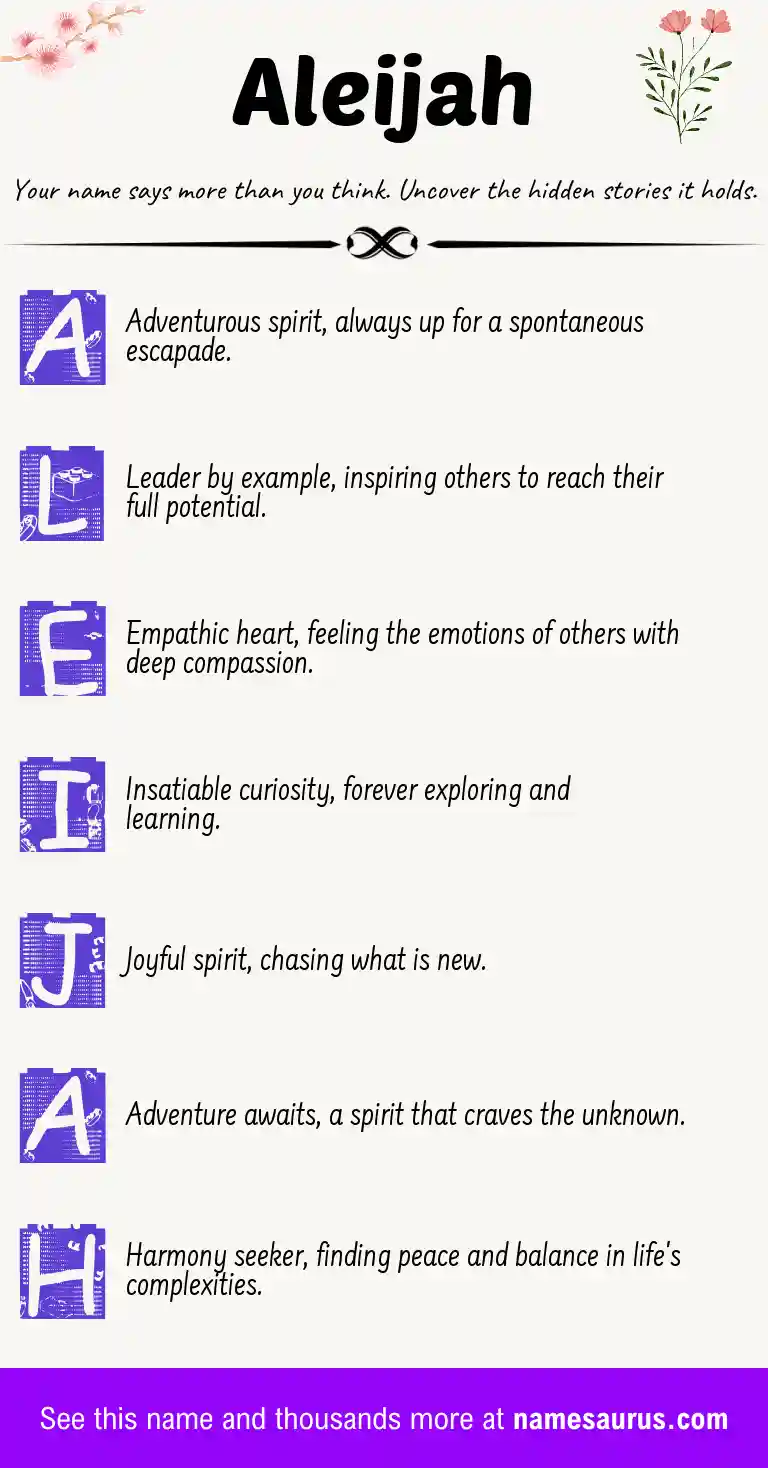 Acrostic poem about Aleijah.