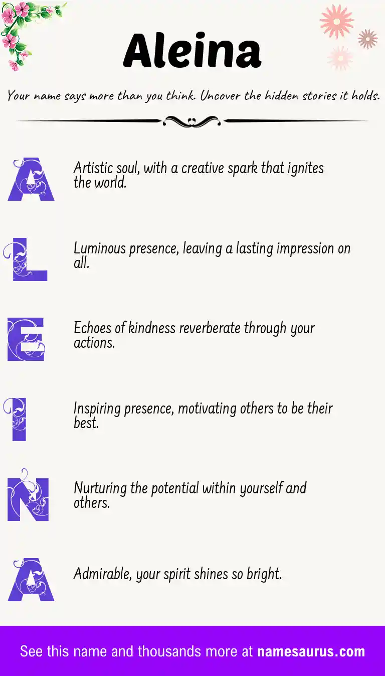 Acrostic poem about Aleina.
