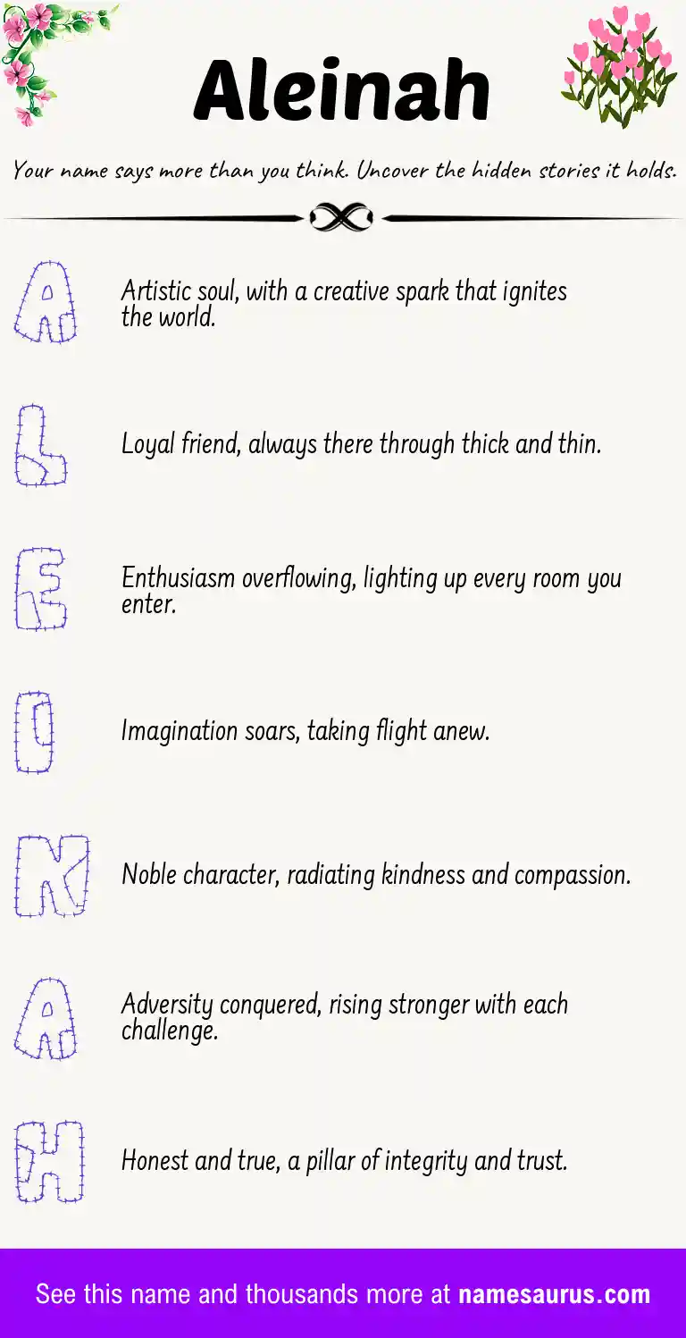 Acrostic poem about Aleinah.