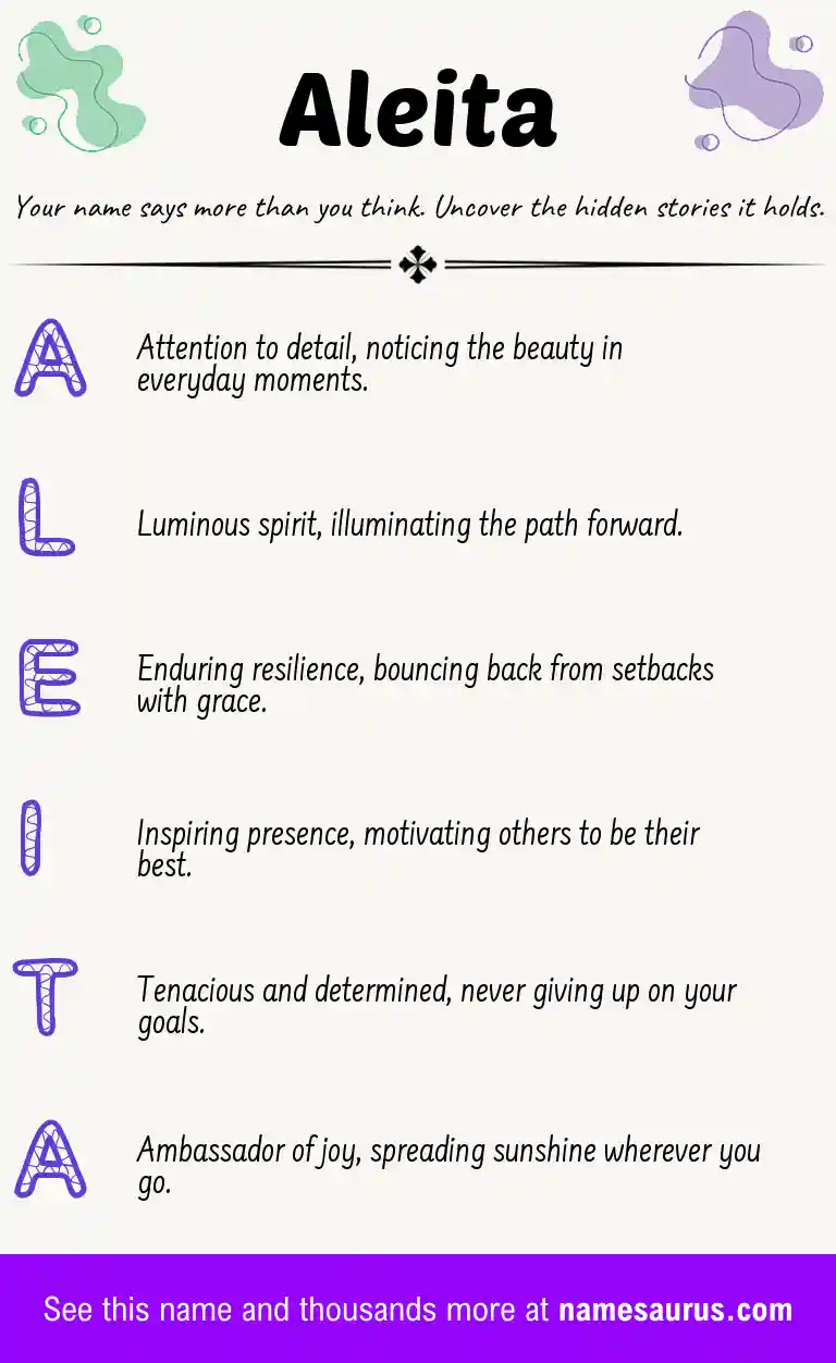 Acrostic poem about Aleita.