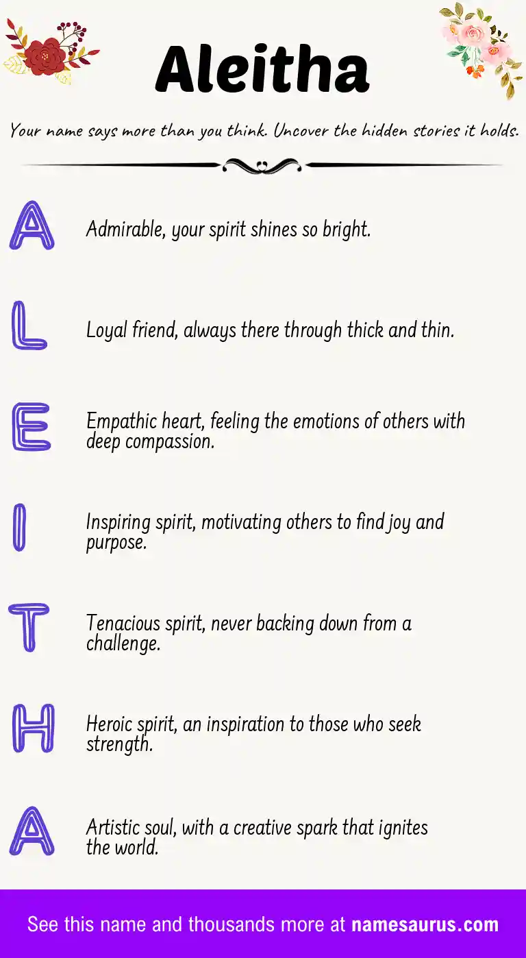 Acrostic poem about Aleitha.