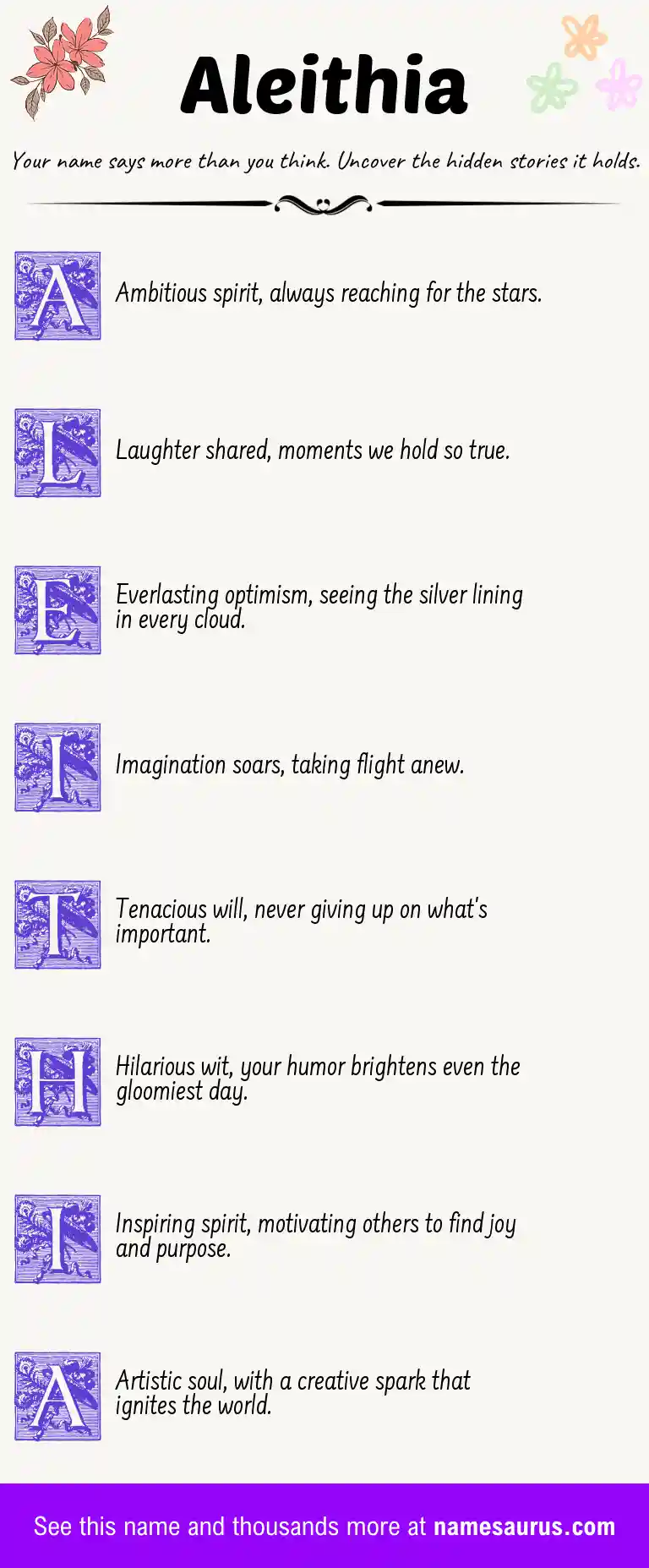 Acrostic poem about Aleithia.