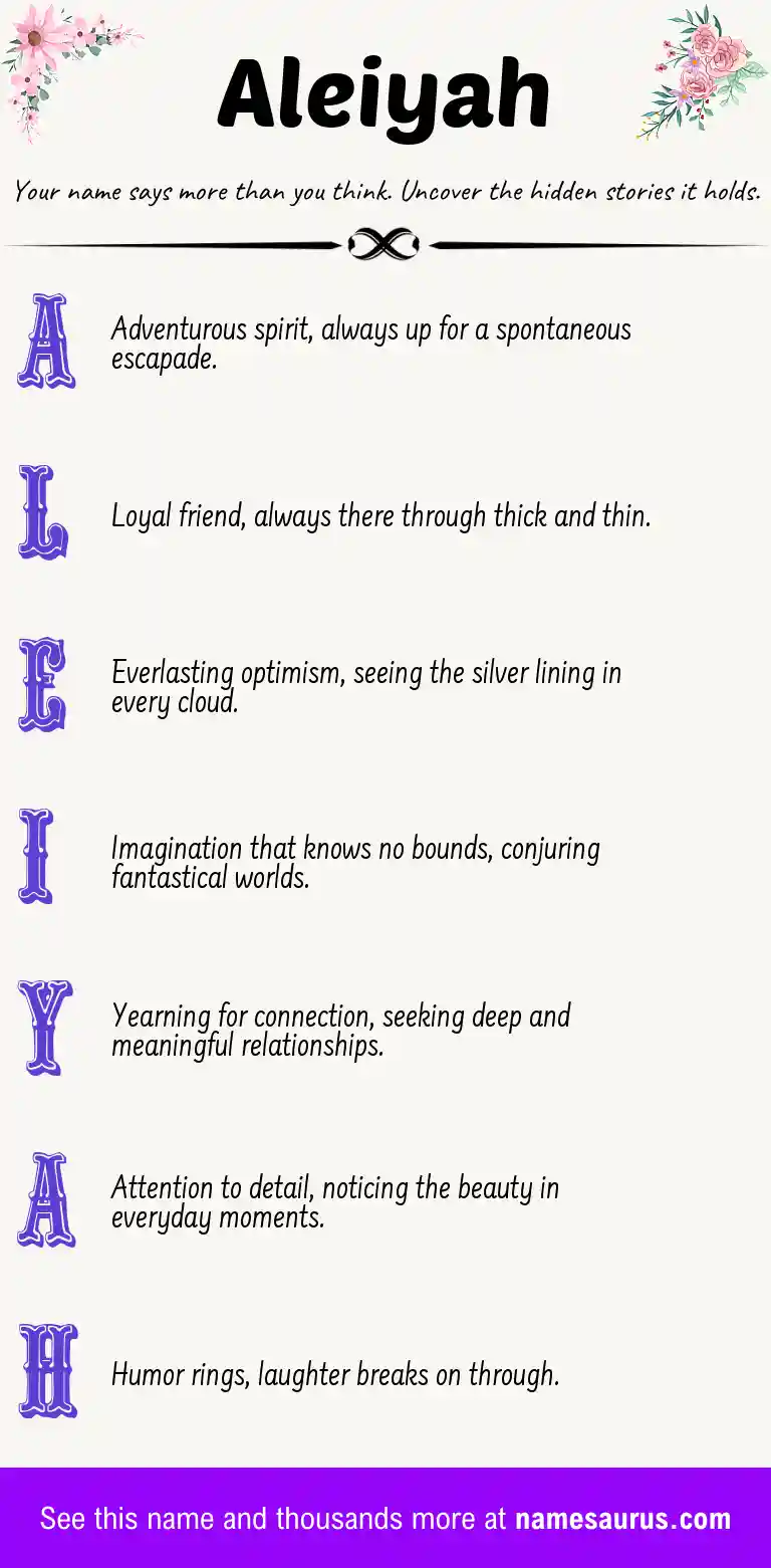Acrostic poem about Aleiyah.