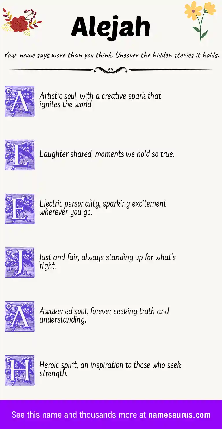 Acrostic poem about Alejah.