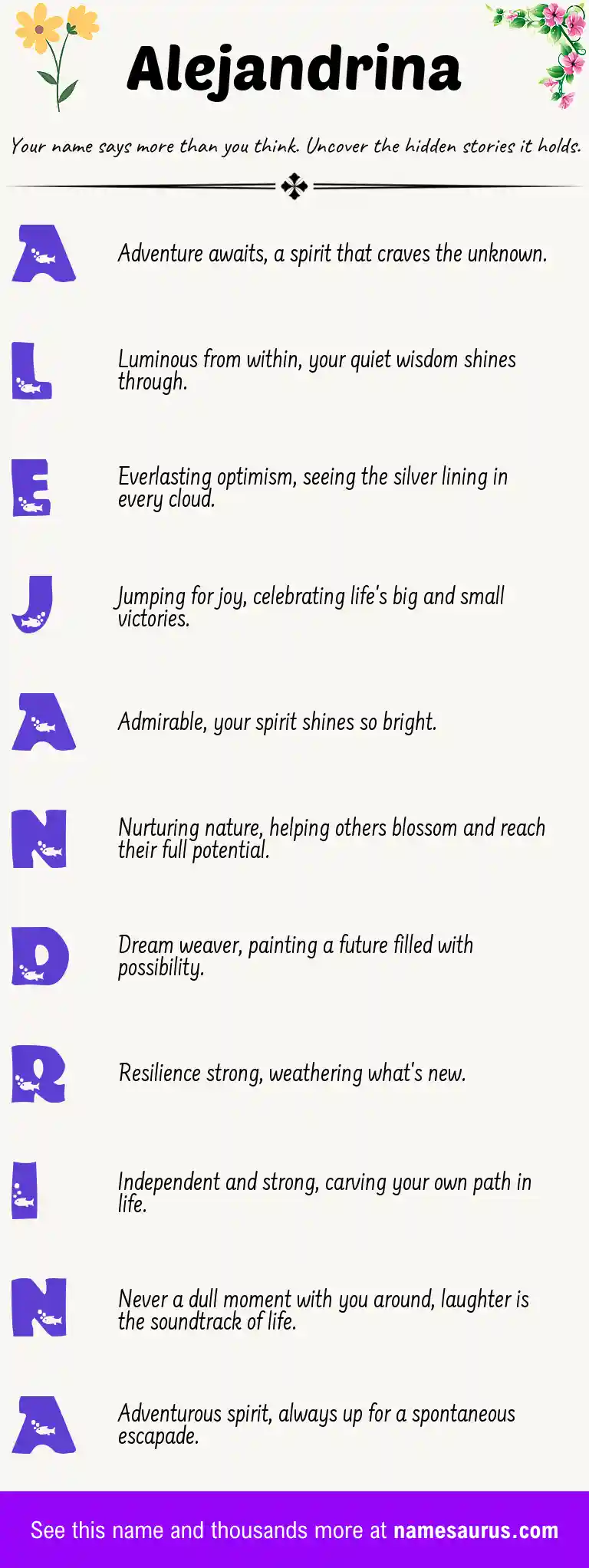 Acrostic poem about Alejandrina.