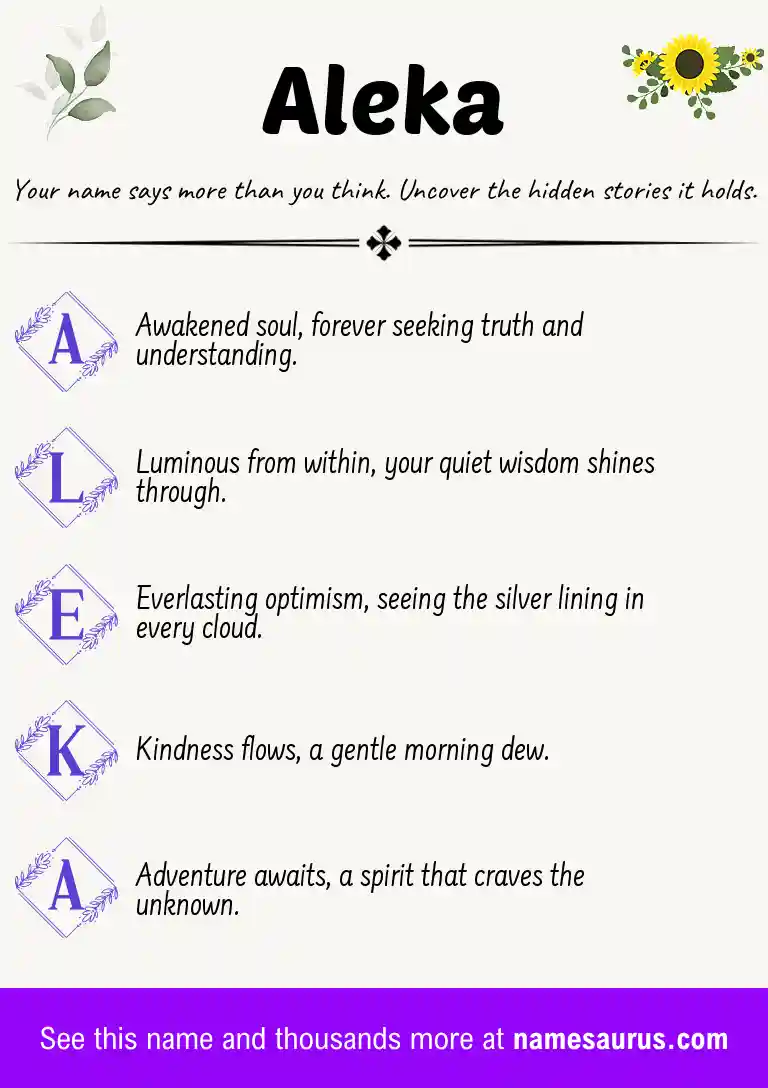 Acrostic poem about Aleka.