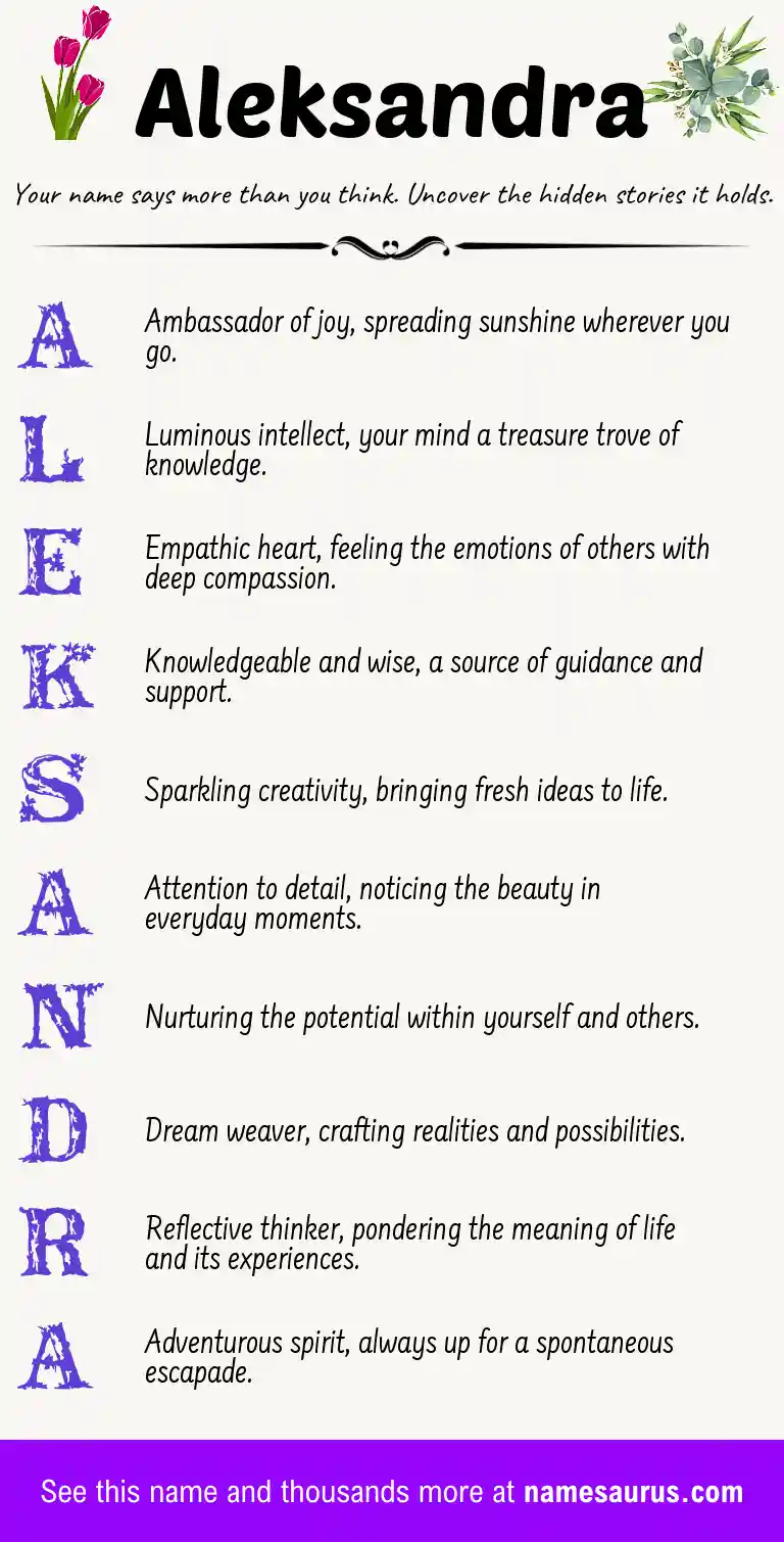 Acrostic poem about Aleksandra.