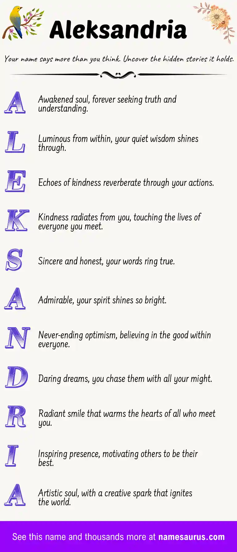 Acrostic poem about Aleksandria.