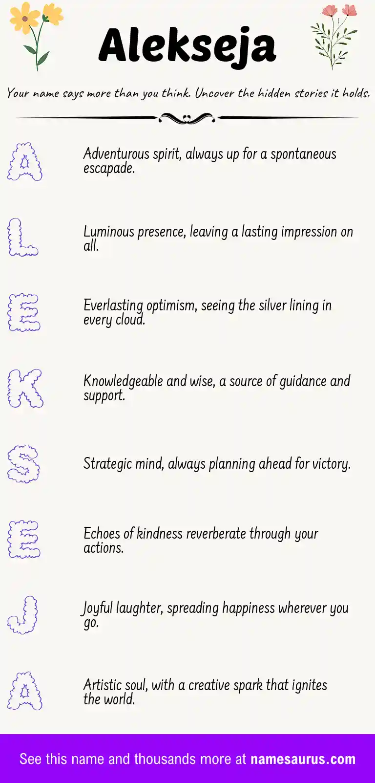 Acrostic poem about Alekseja.