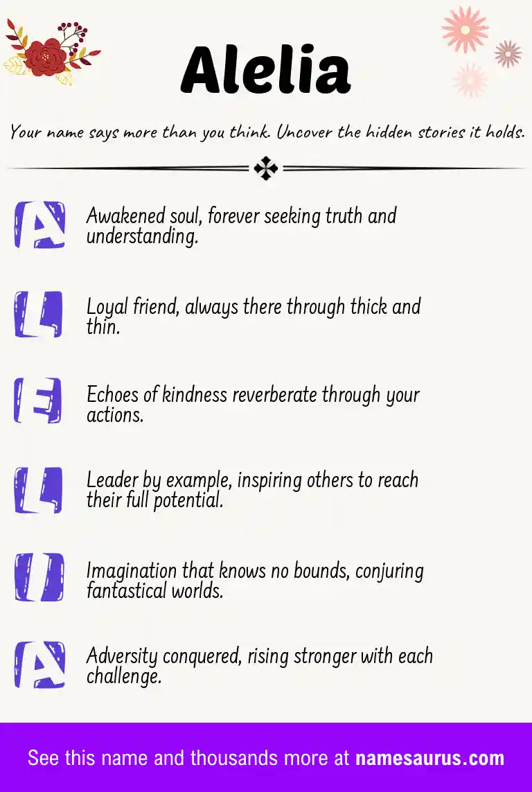 Acrostic poem about Alelia.