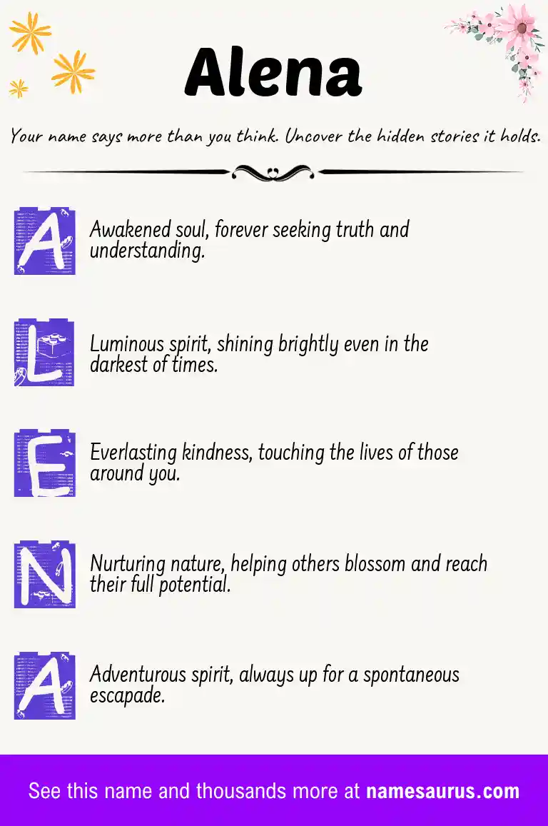 Acrostic poem about Alena.