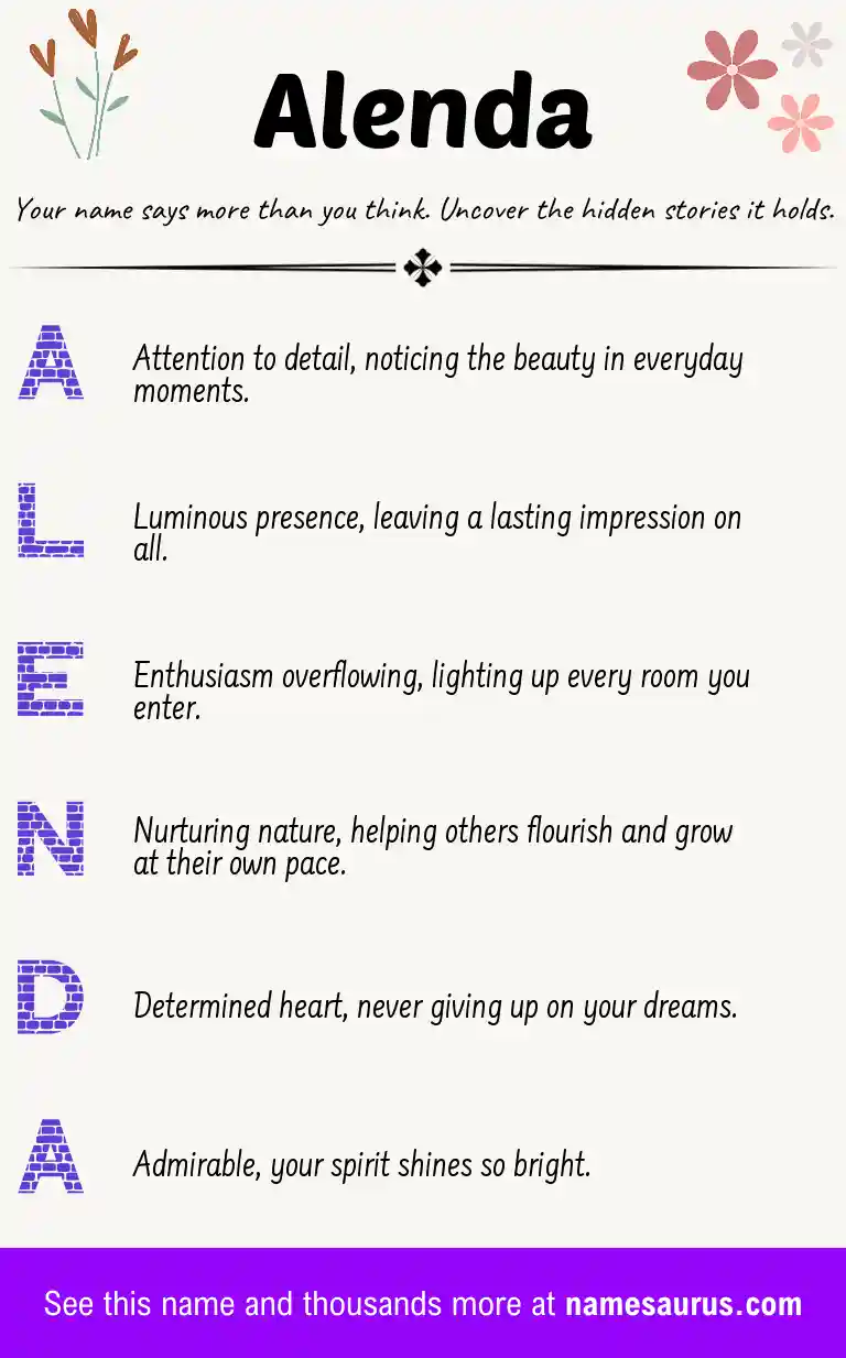 Acrostic poem about Alenda.