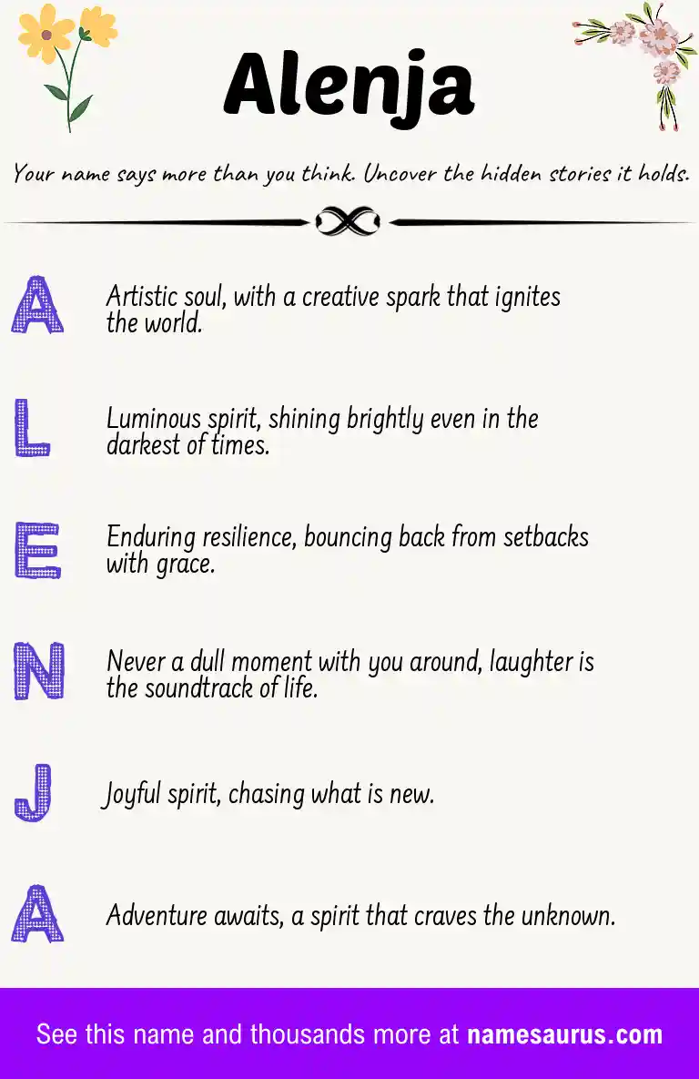 Acrostic poem about Alenja.