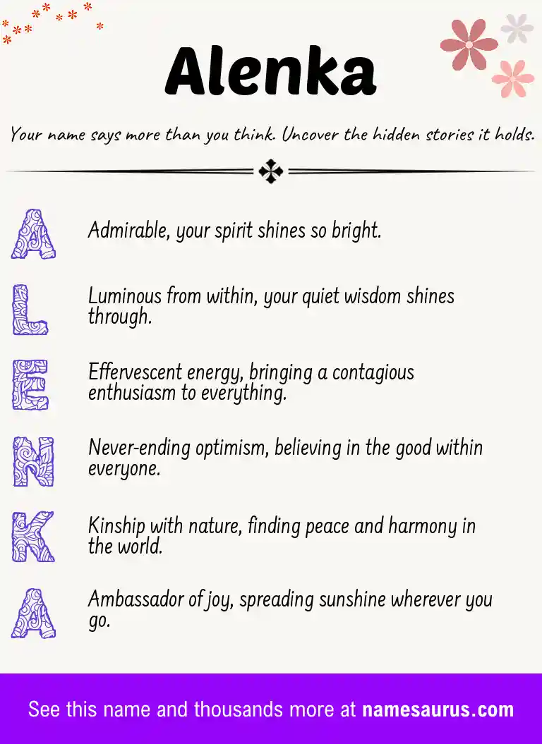 Acrostic poem about Alenka.