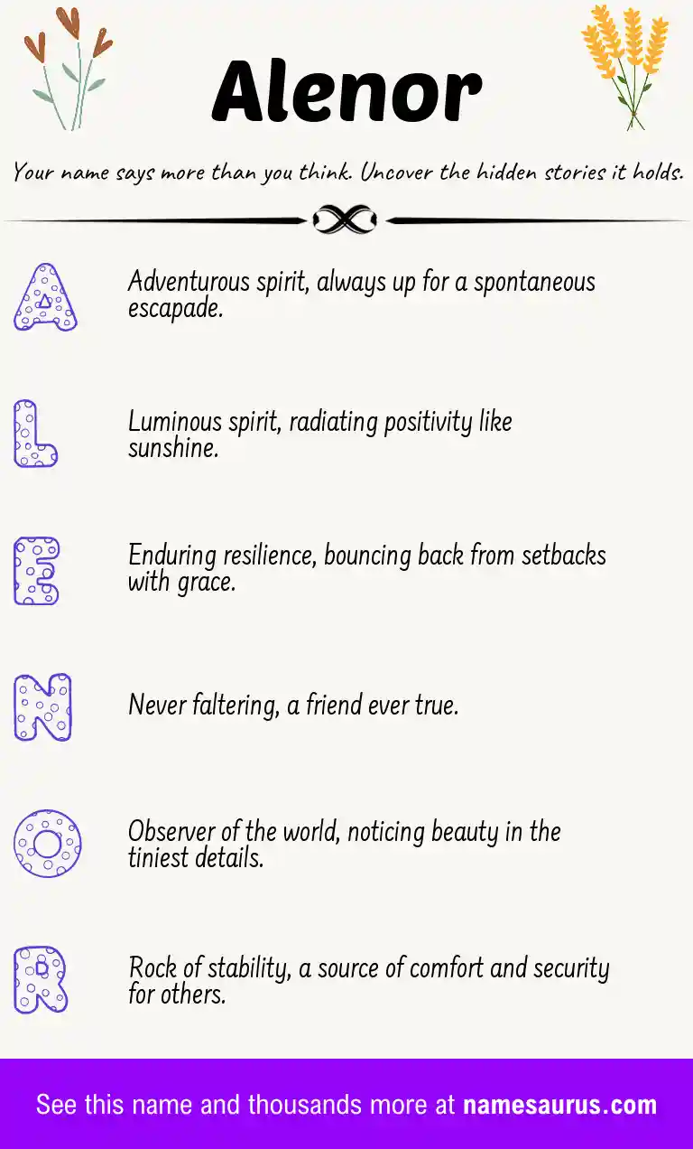Acrostic poem about Alenor.